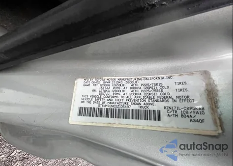 2002 Toyota Tacoma from USA, damaged, VIN 5TEWM72N02Z106497